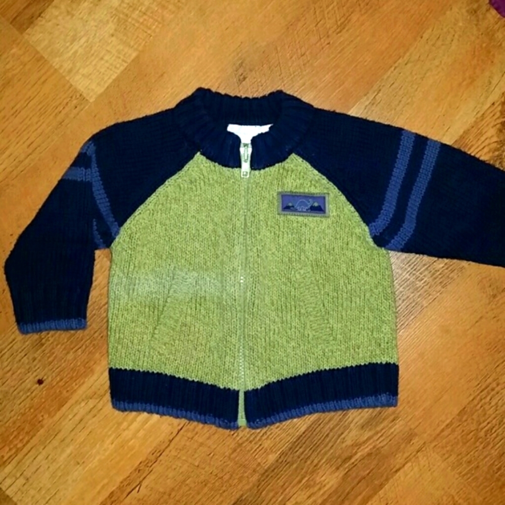Second Steps 18M Boy‎ Green and Navy Dinosaur Sweater Zip Jacket